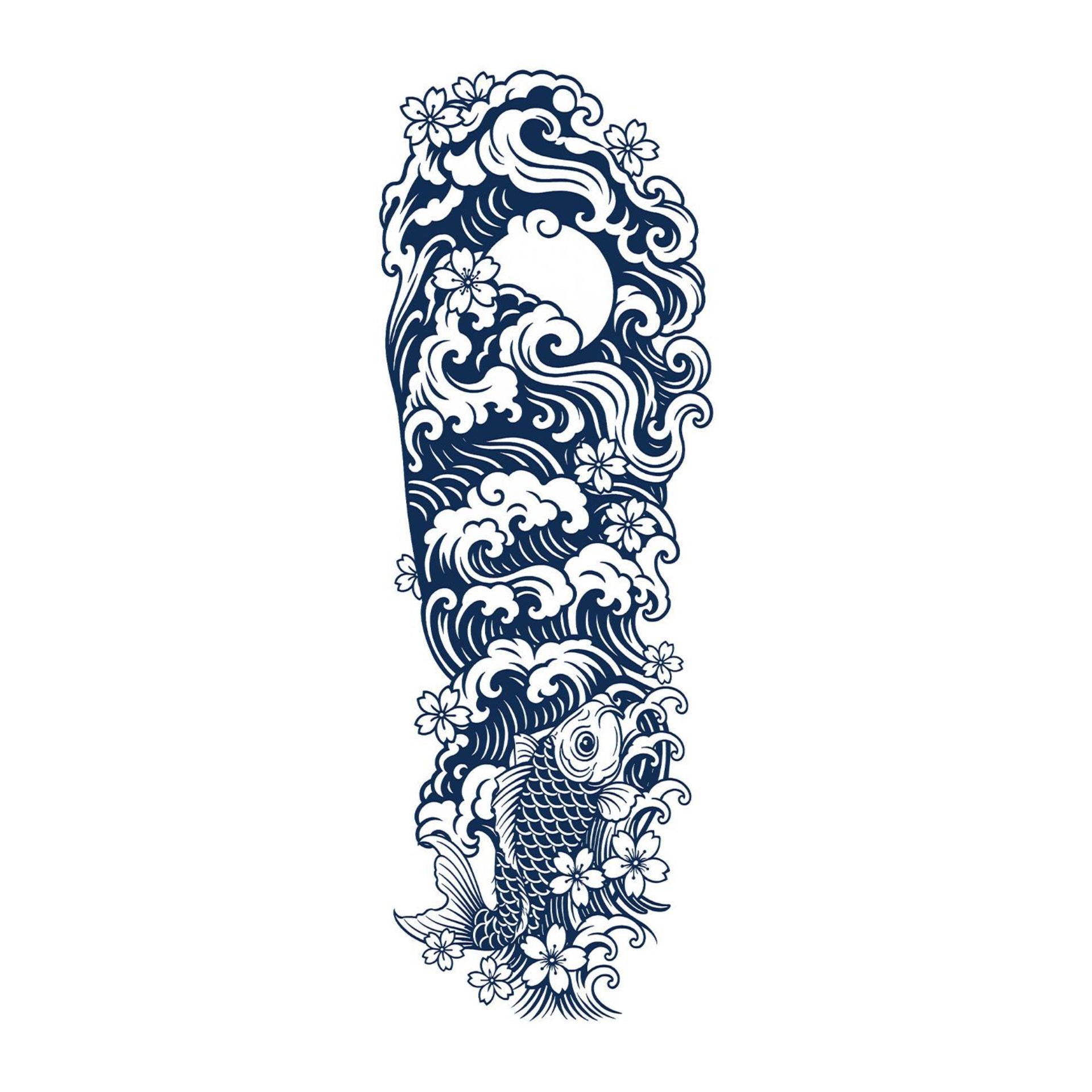 Koi in Wave & Cherry Blossom