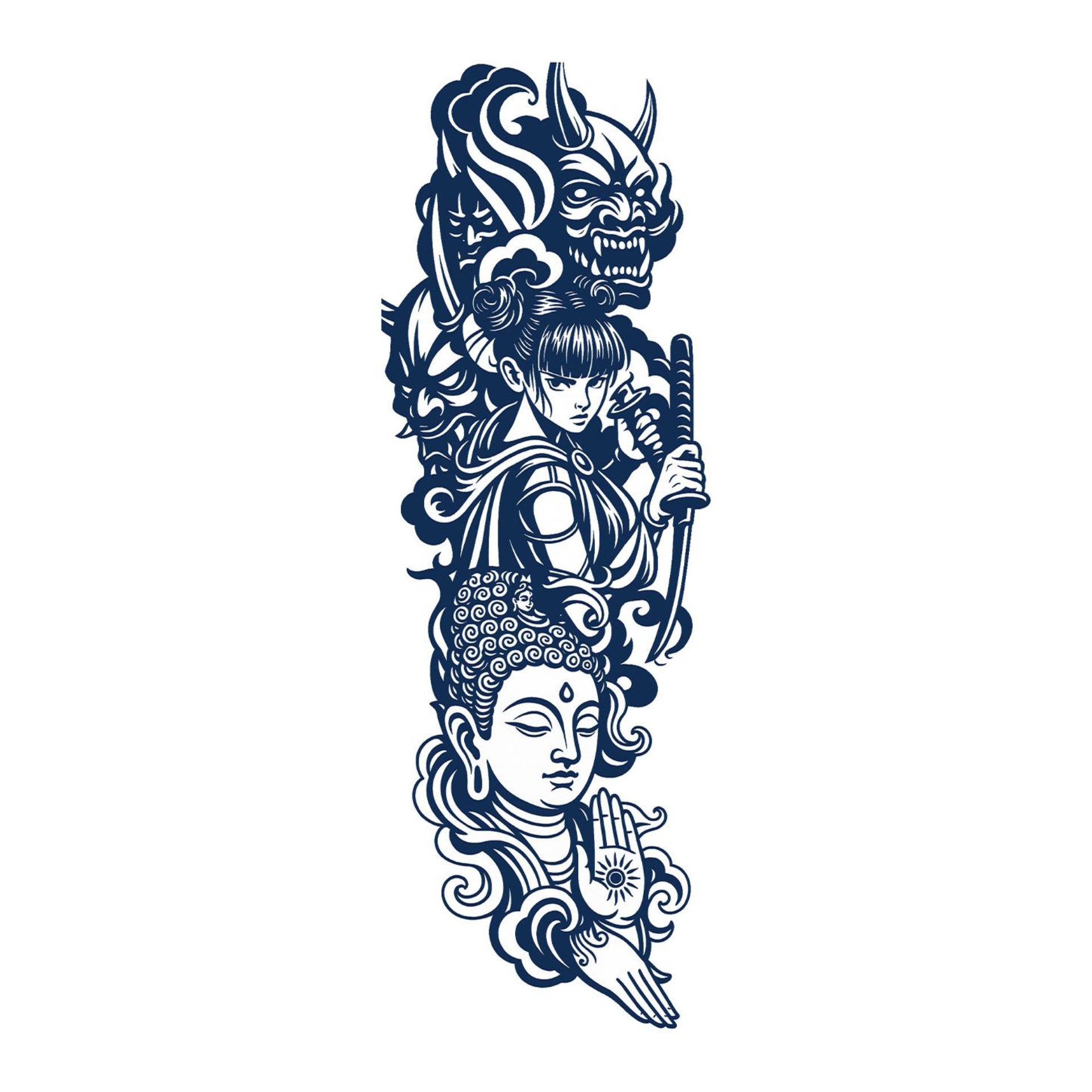 Oni, Warrior Maiden & Buddha