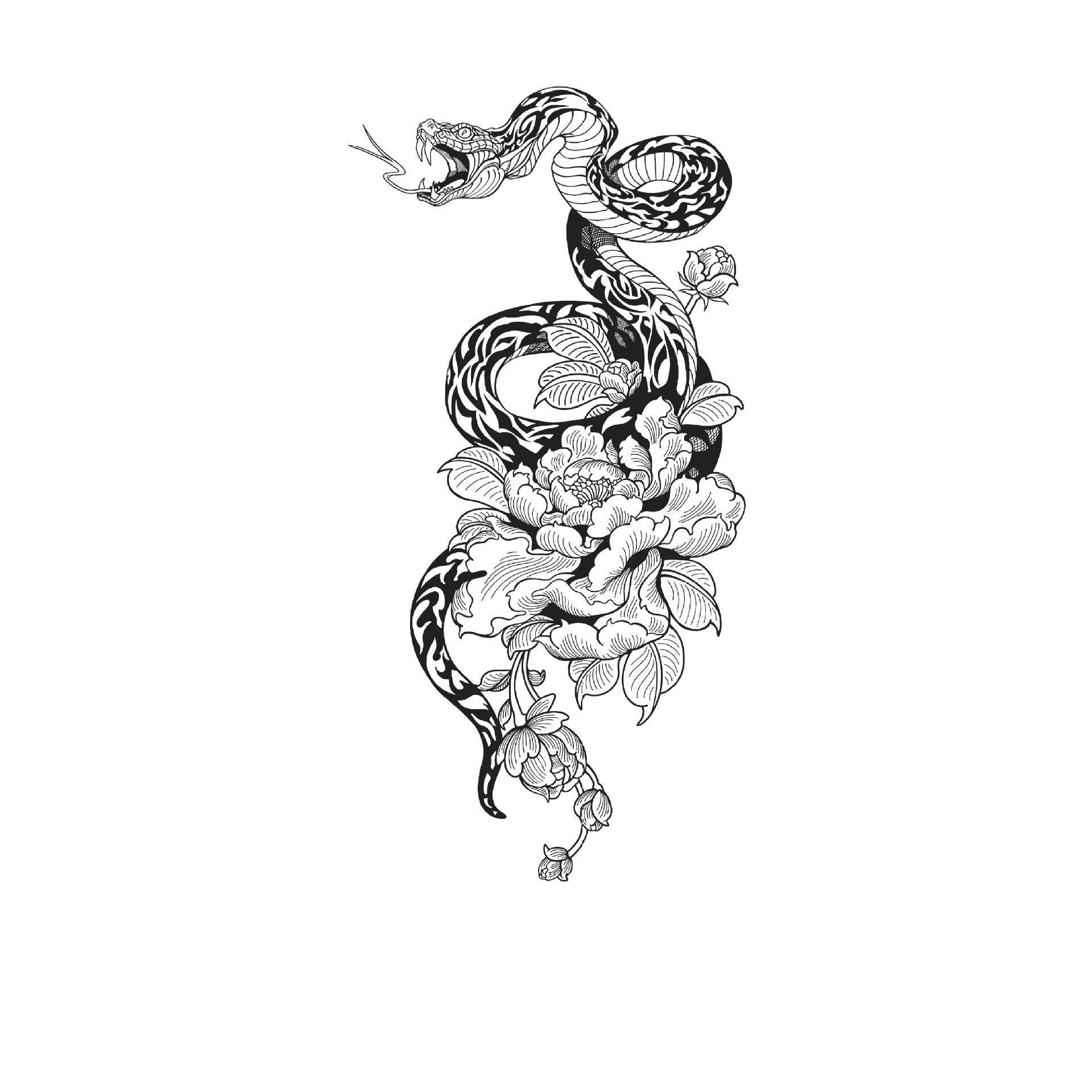 Serpent & Peony Coil