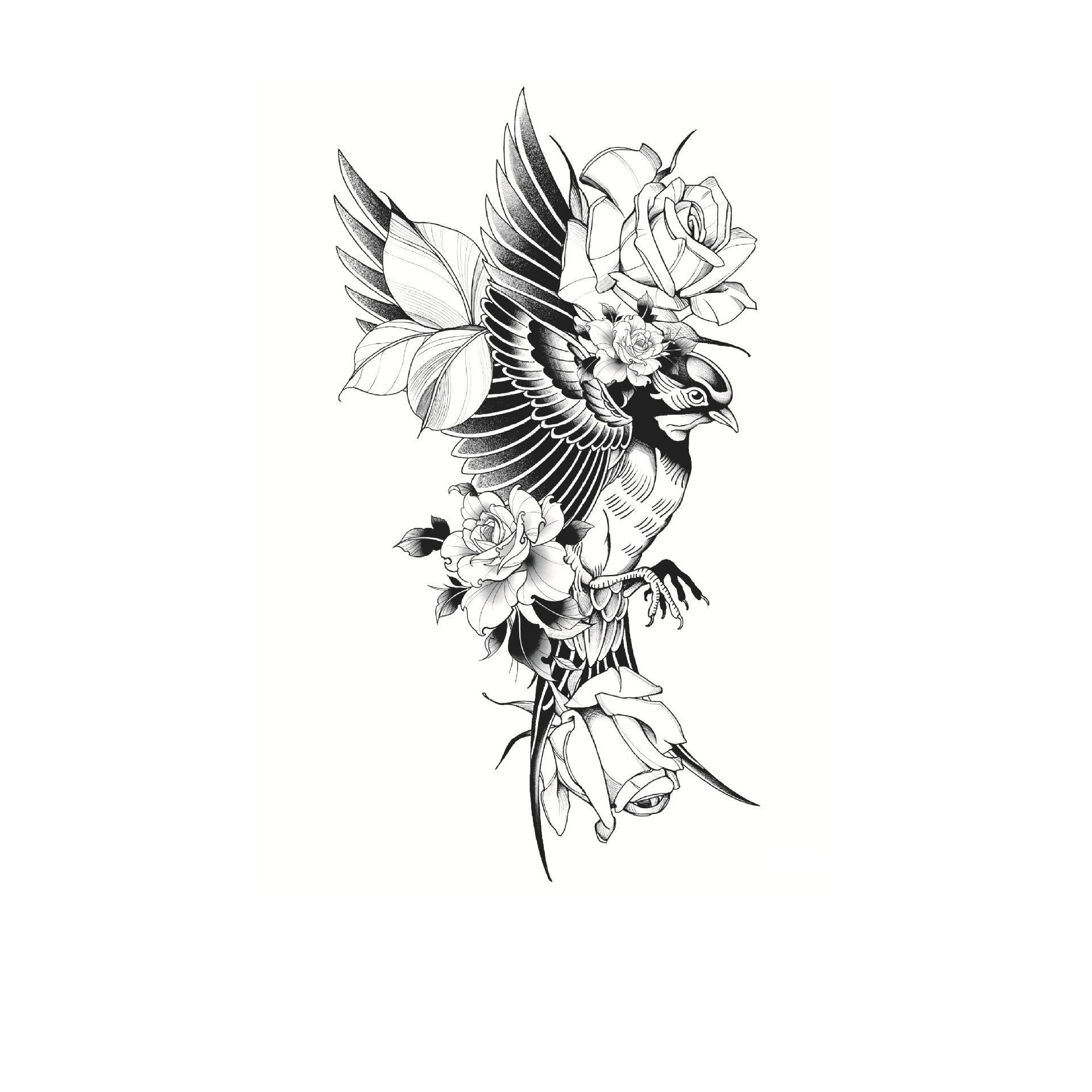 Bird & Rose Flourish