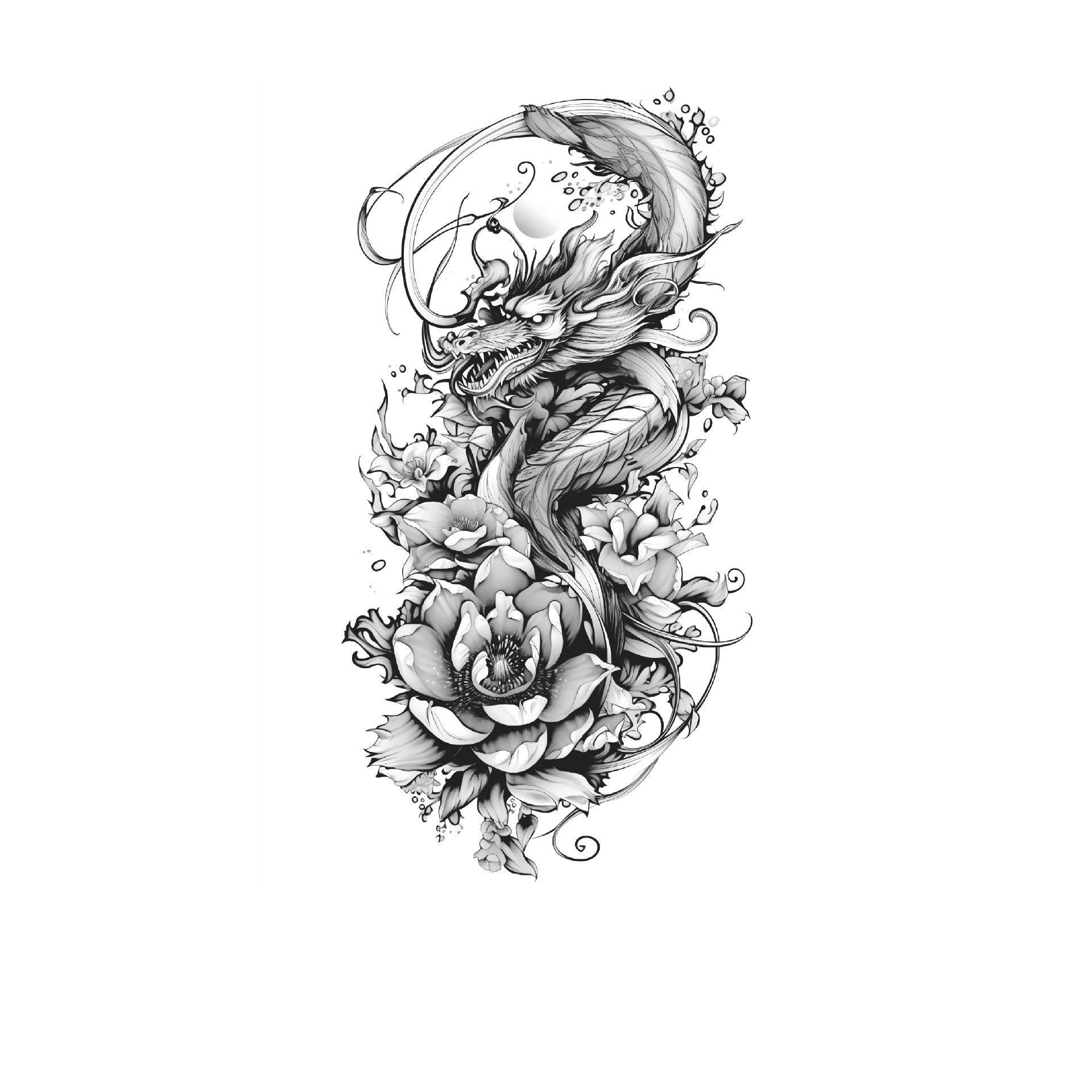 Dragon & Peony Swirl