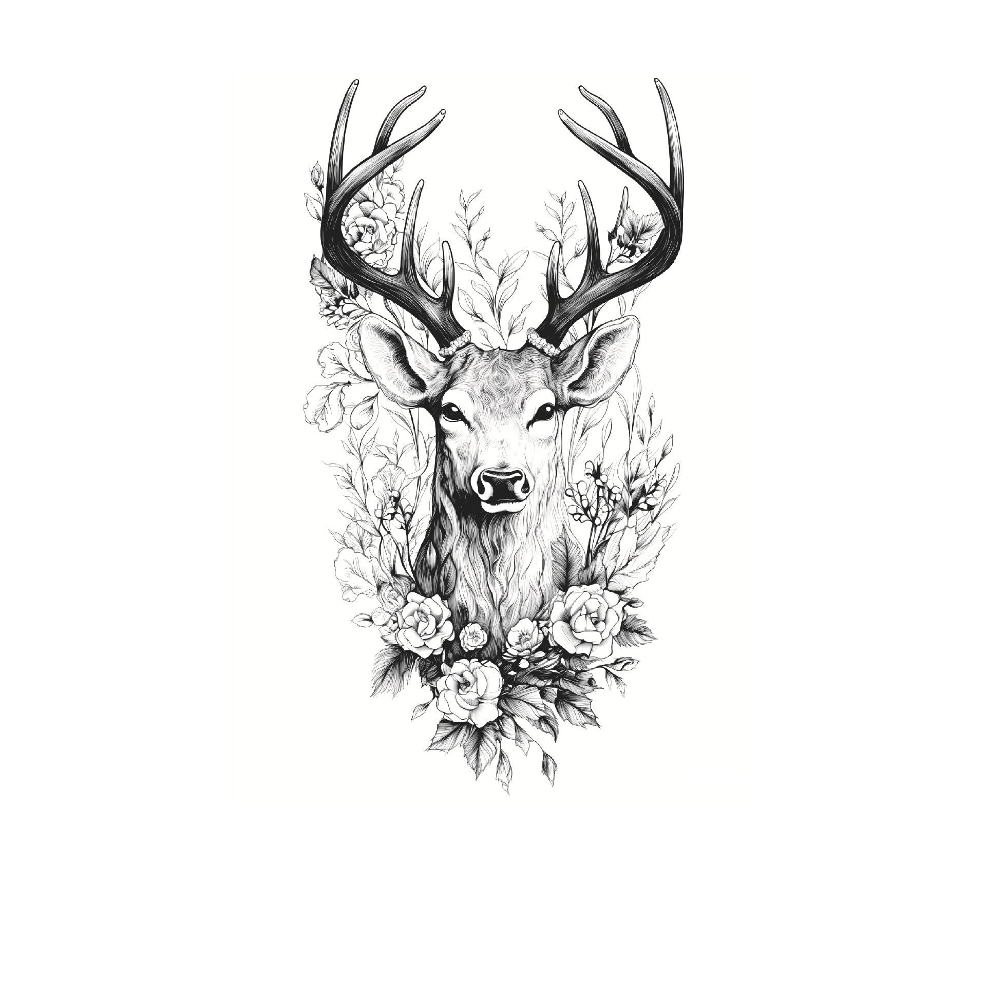 Antlered Deer in Blossoms