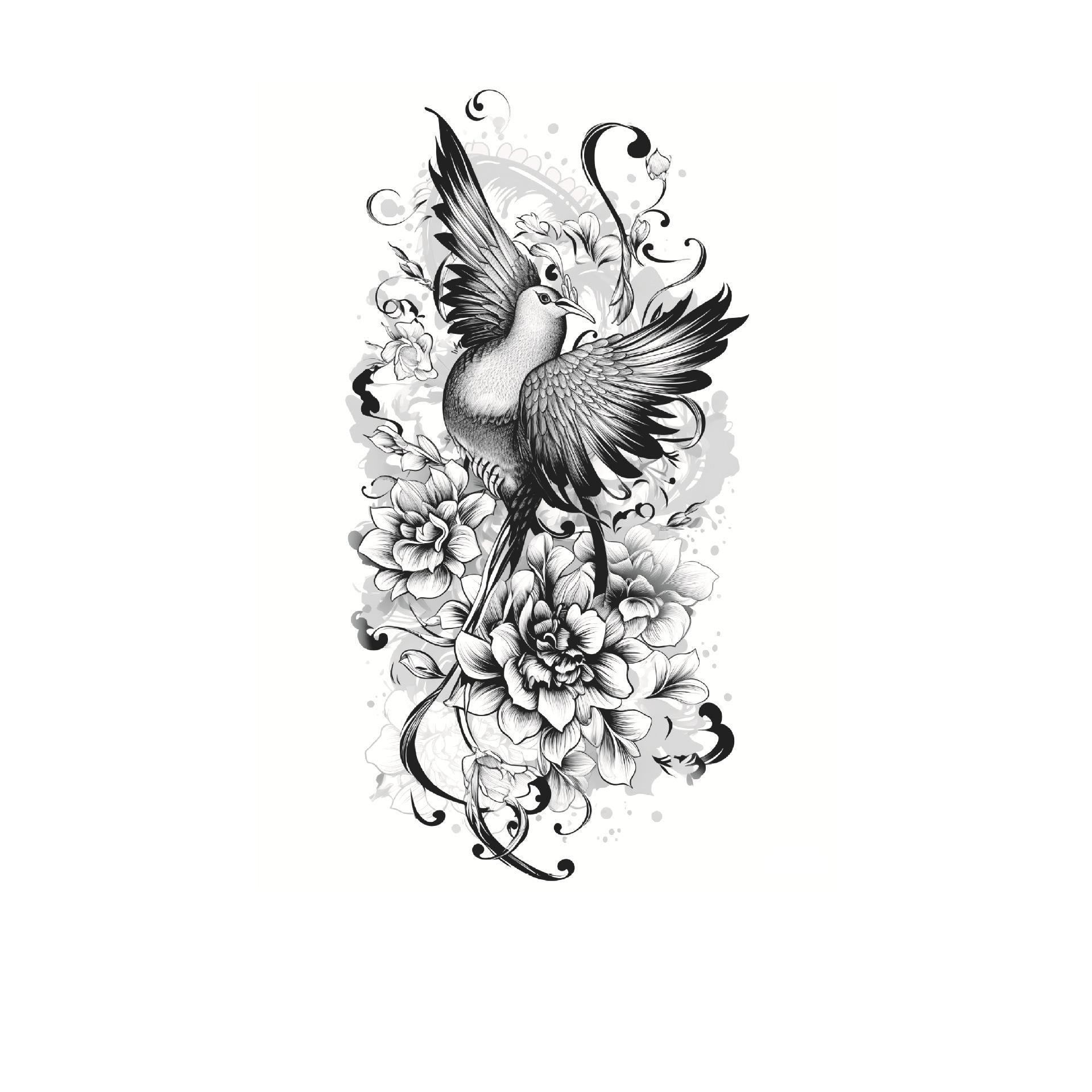 Dove & Peony Flourish