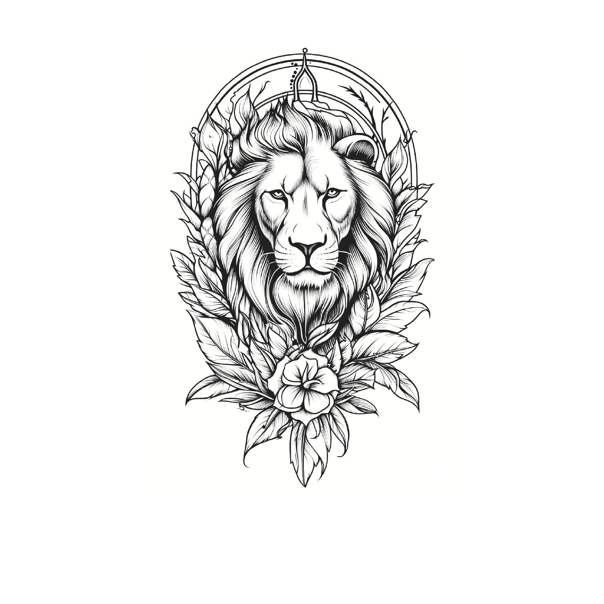 Lion in Leafy Wreath
