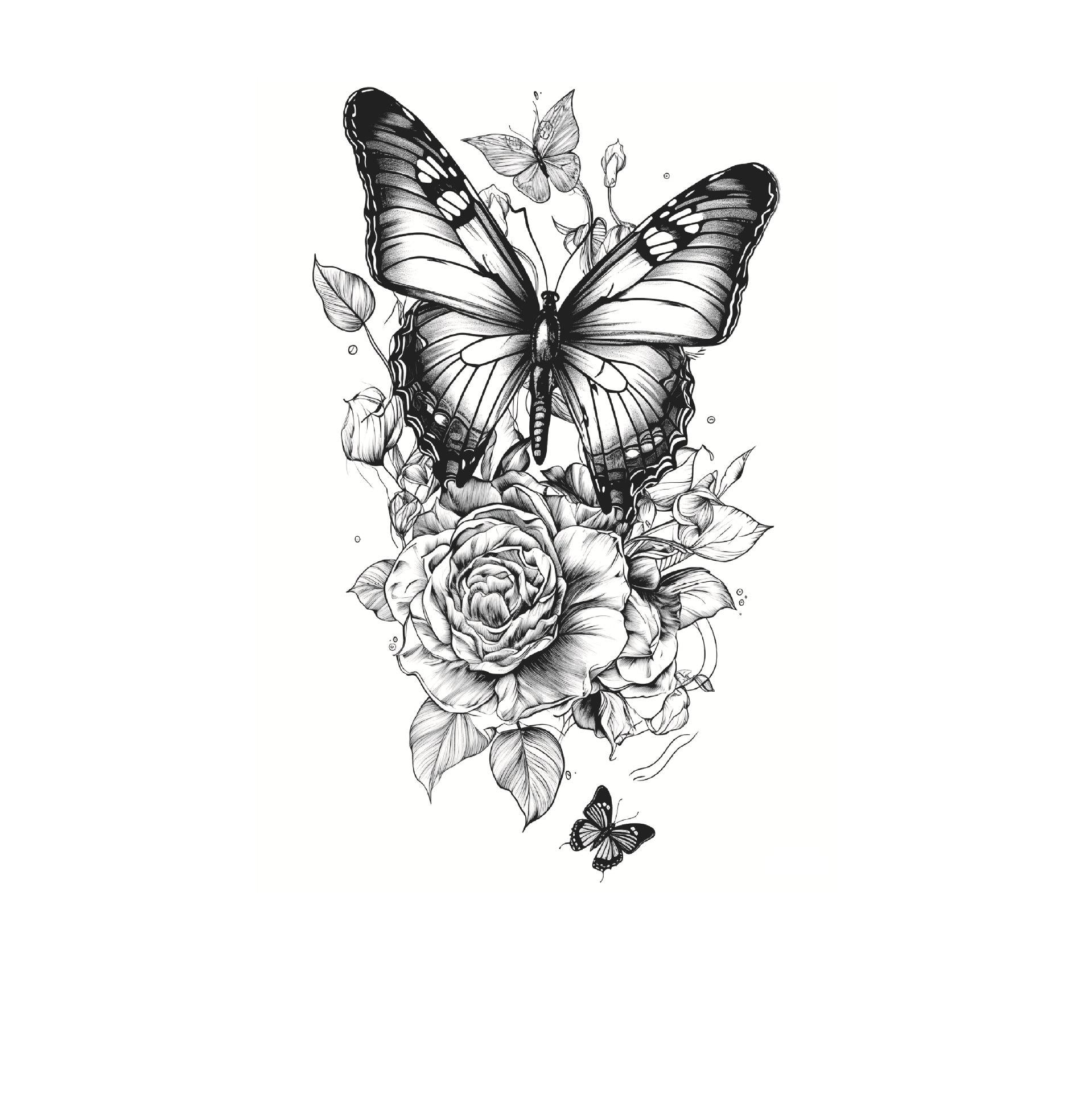 Butterfly & Rose Cluster