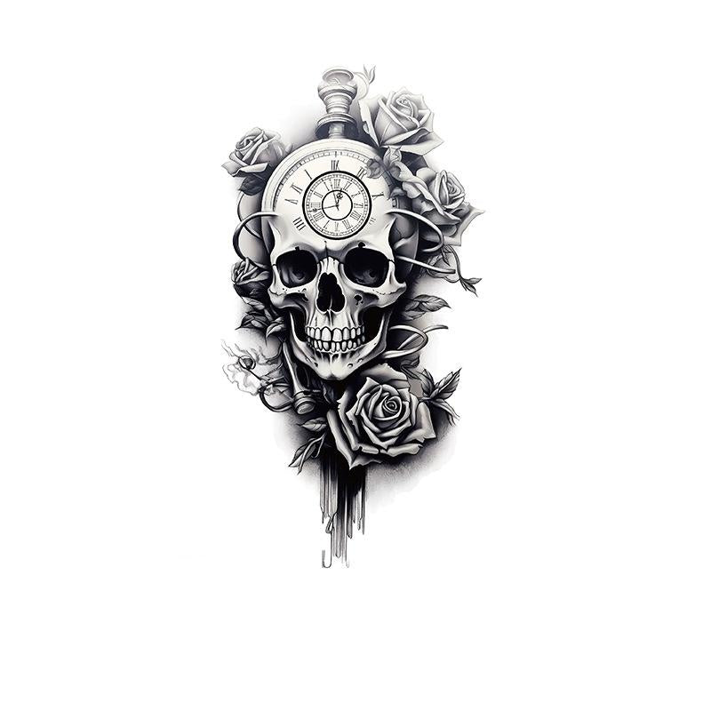 Skull Clock & Rose