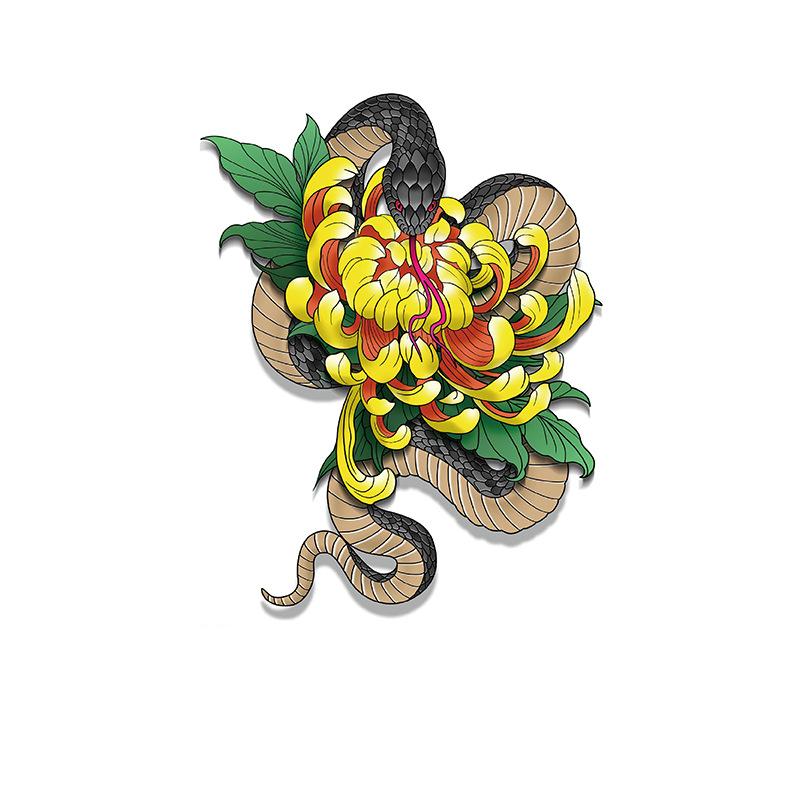 Snake & Golden Chrysanthemum