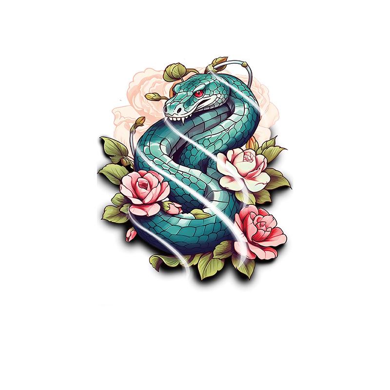 Teal Snake & Pink Roses
