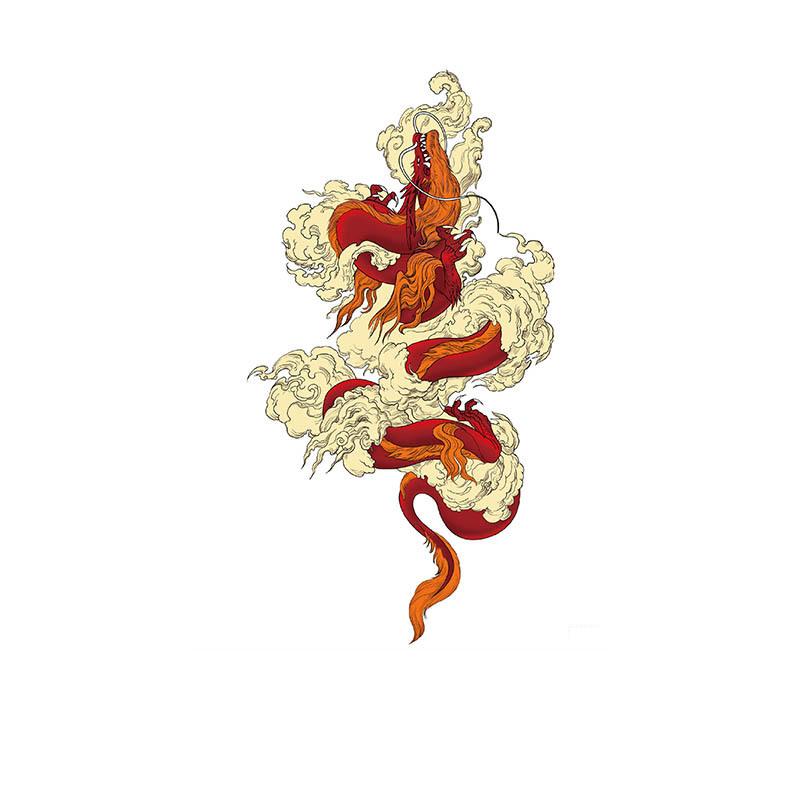 Scarlet Dragon in Clouds