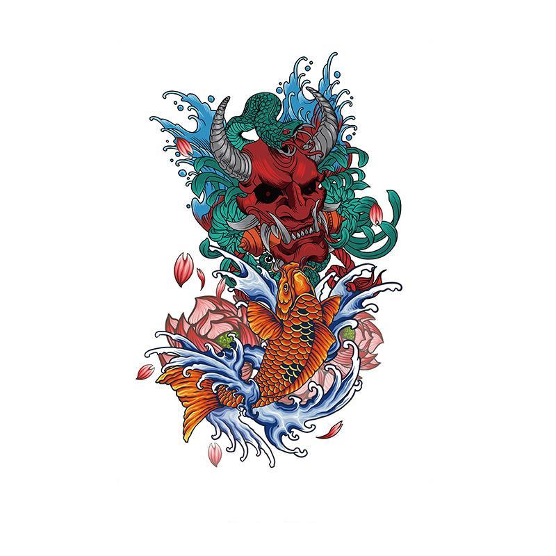 Oni Skull, Snake & Koi