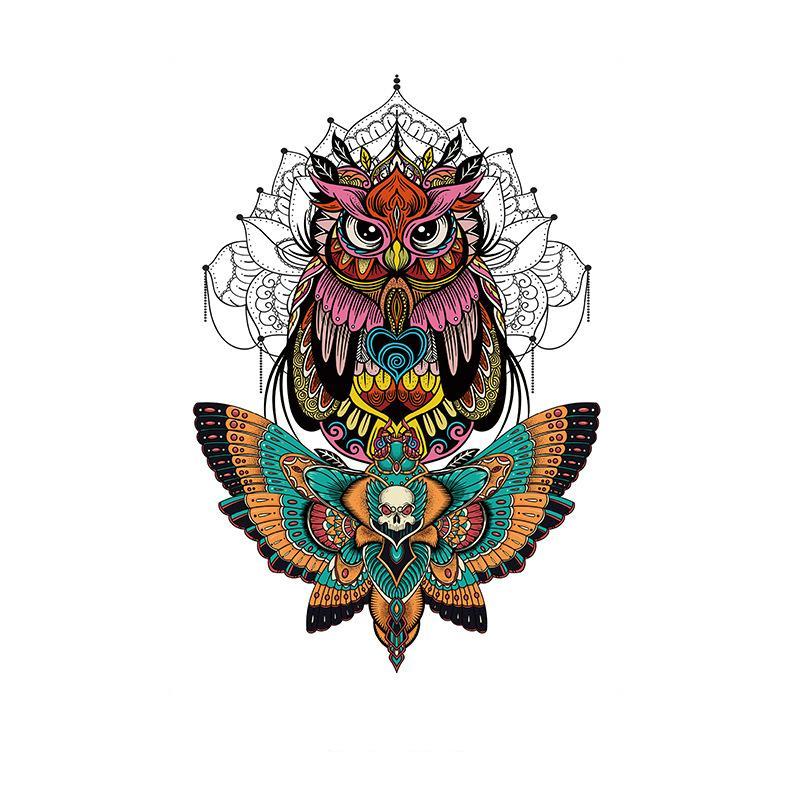 Patterned Owl & Skull