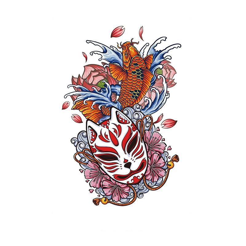 Koi & Fox Mask with Cherry Blossoms