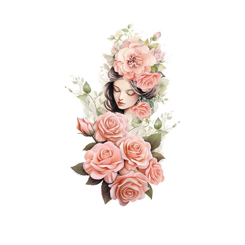 Lady Wreathed in Pink Roses