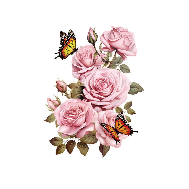 Pink Roses & Monarch Butterflies