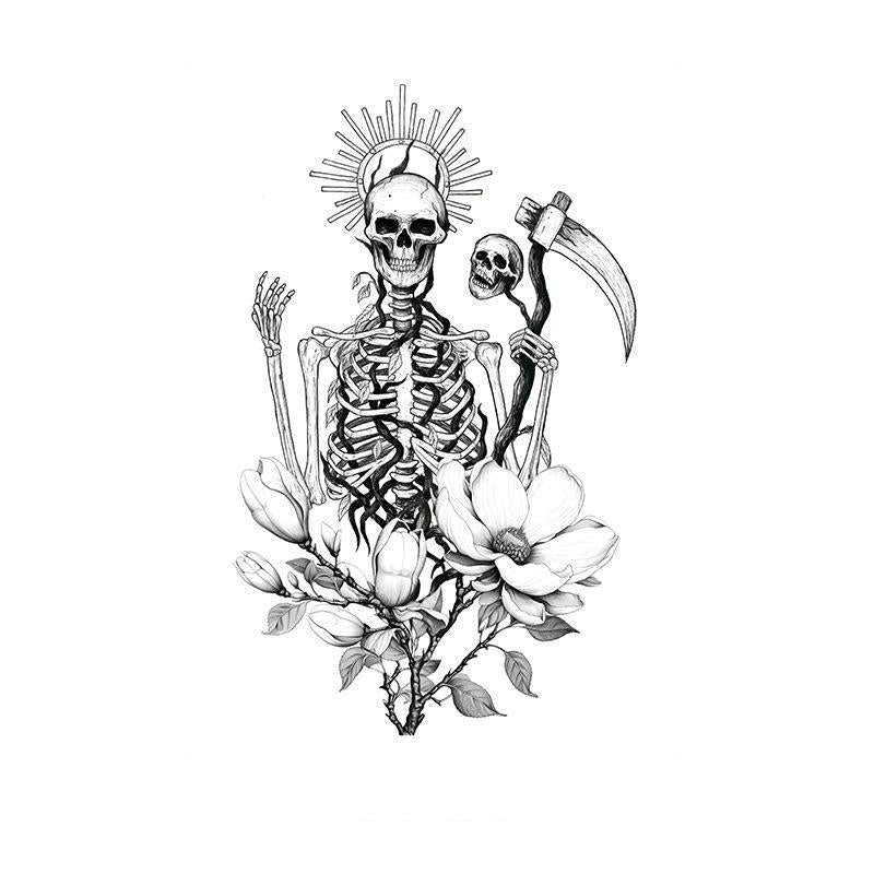 Skeleton, Scythe & Magnolias