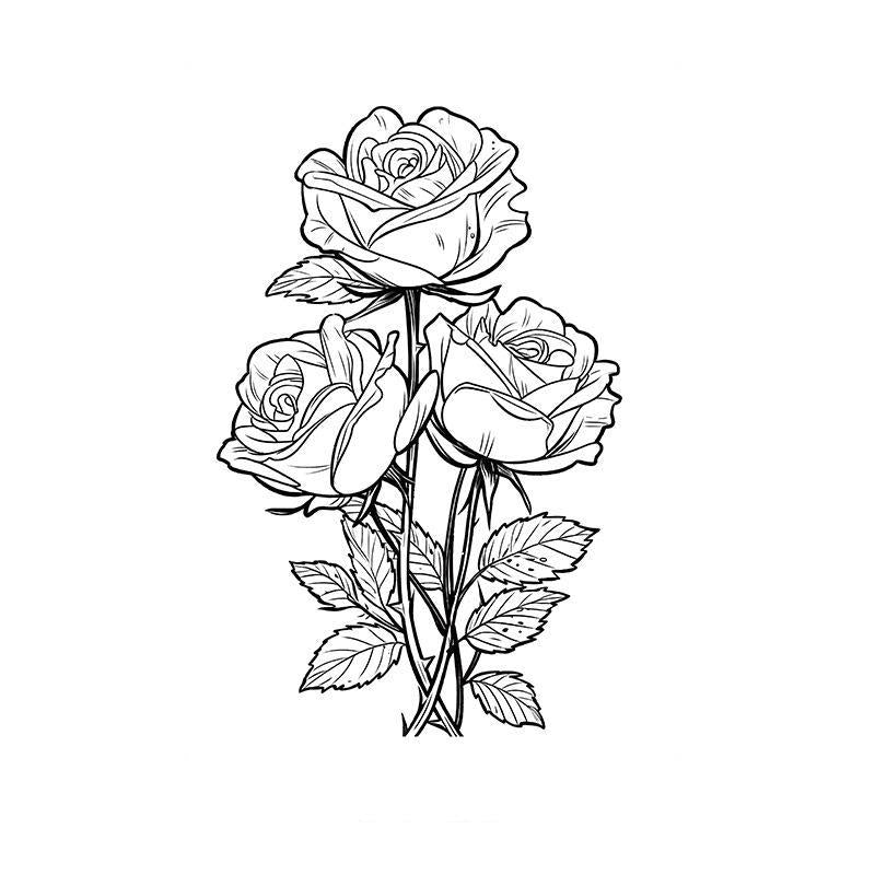 Line Art Rose Bunch