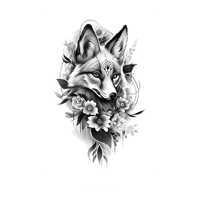 Fox with Floral Accents