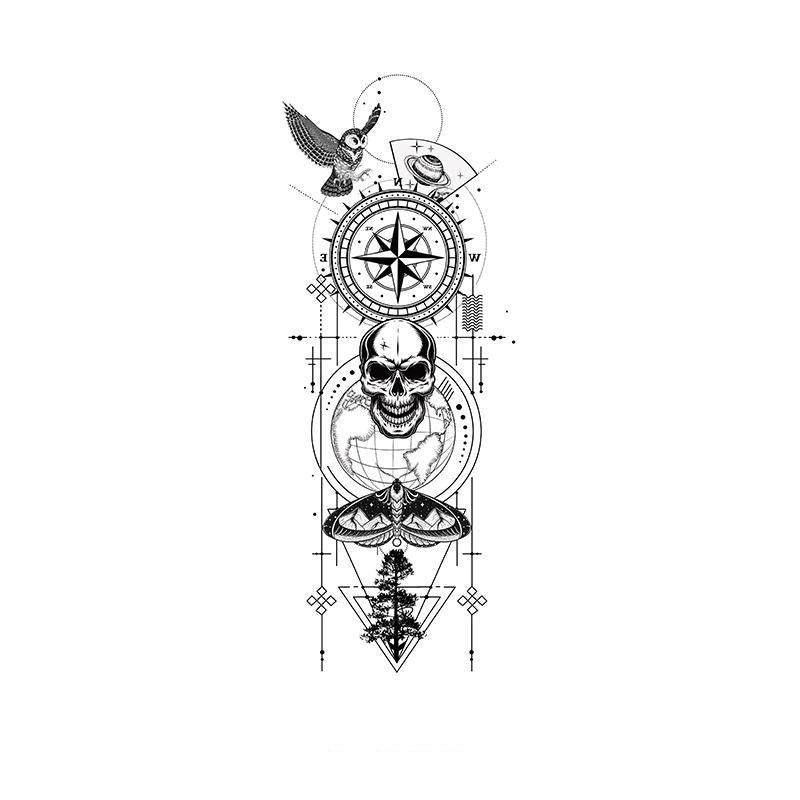 Owl, Skull & Nautical-Cosmic Motifs