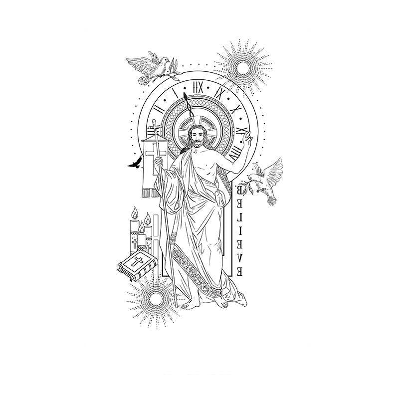 Religious Figure with Clock