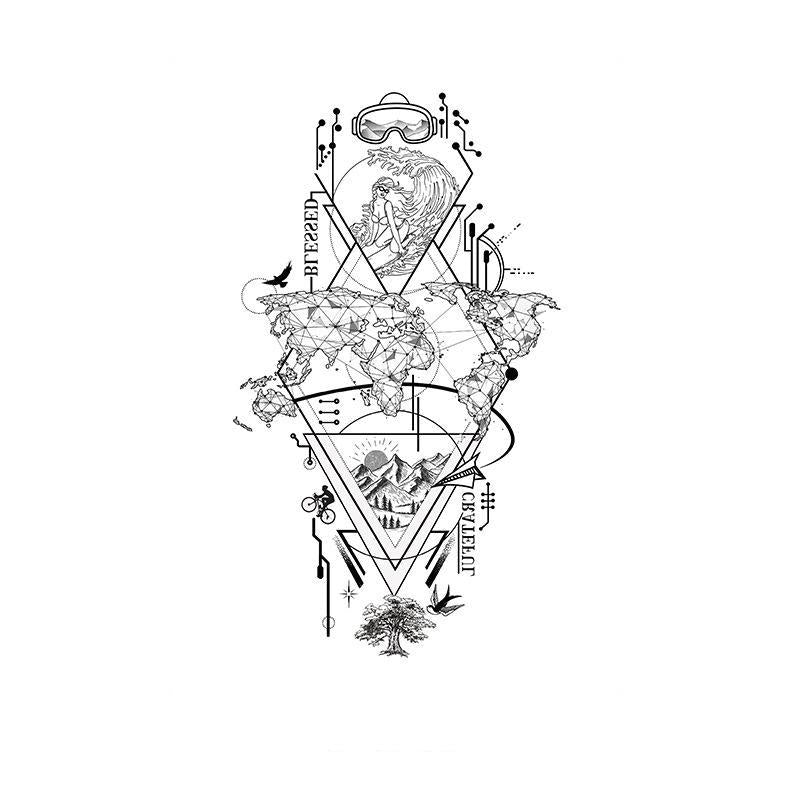 Geometric Globe & Landscape