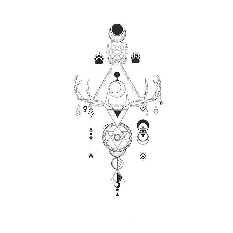 Antlered Figure & Mystical Symbols