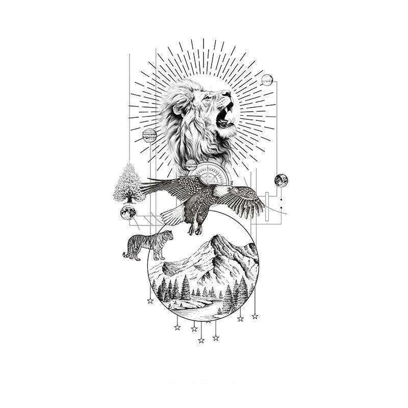 Lion, Eagle & Mountain Landscape