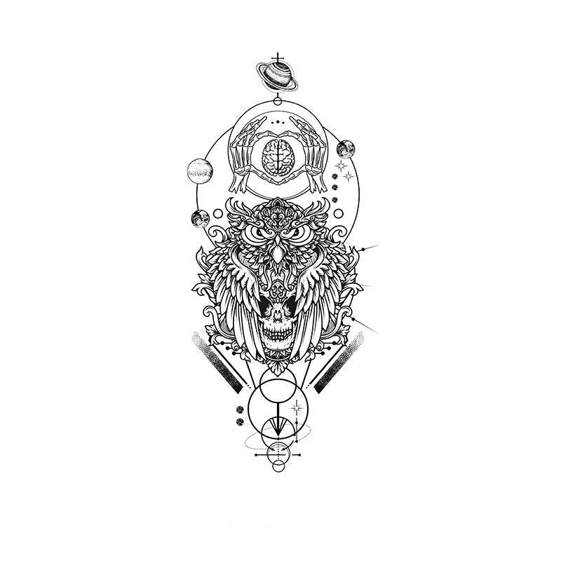 Owl, Skull & Cosmic Brain Motif