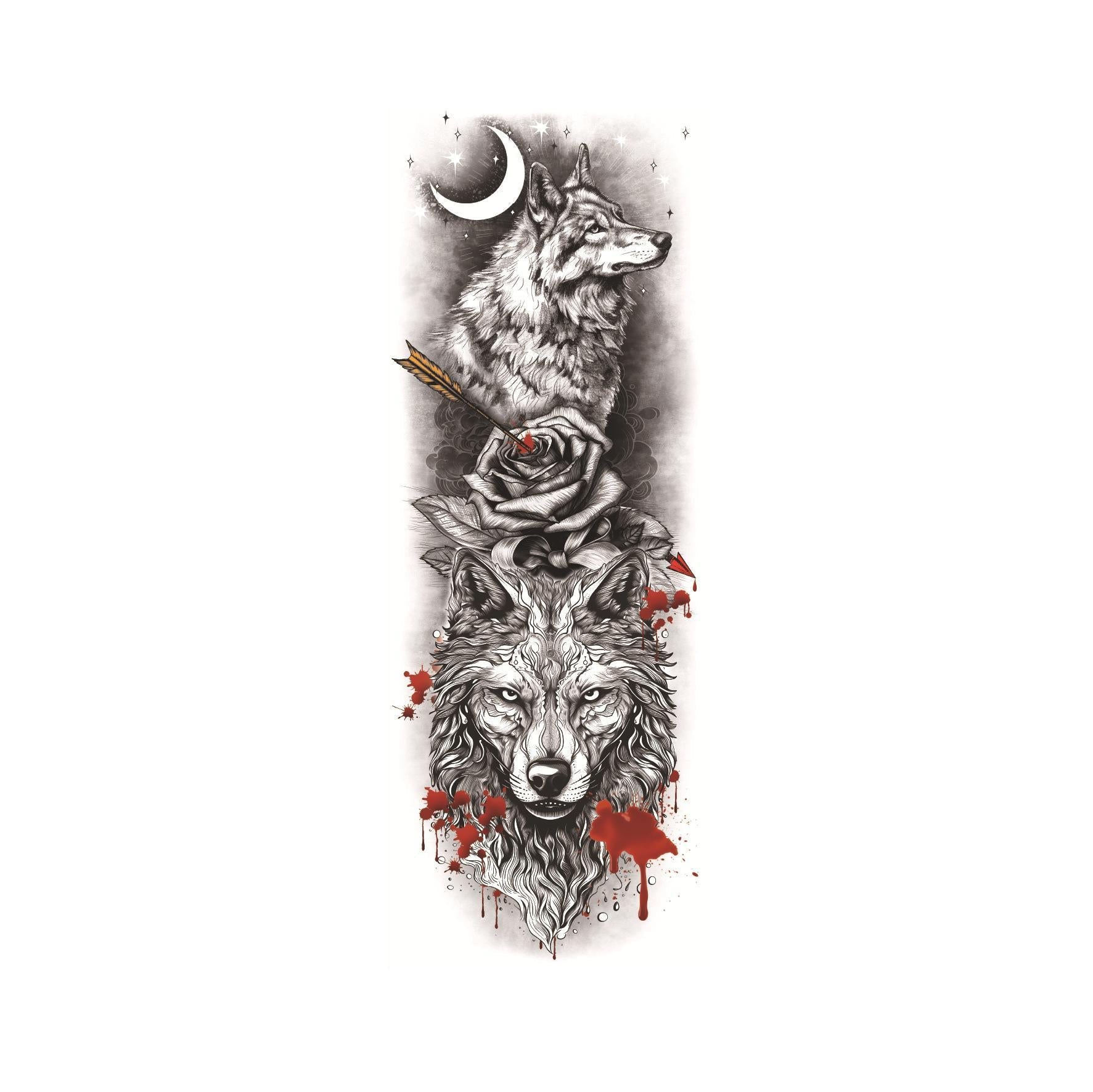 Wolf, Rose & Blood Splatters