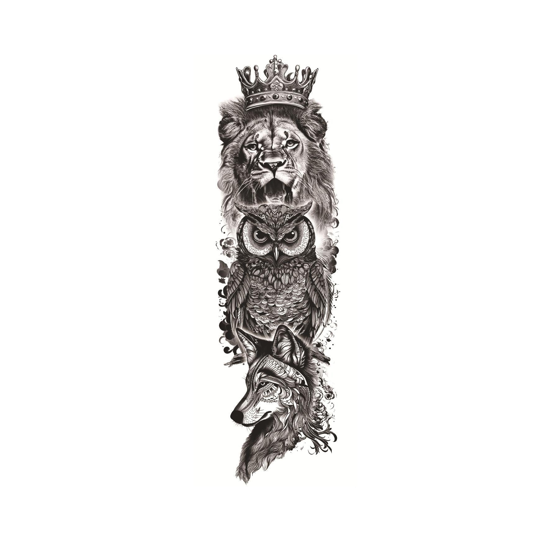 Crowned Lion, Owl & Wolf