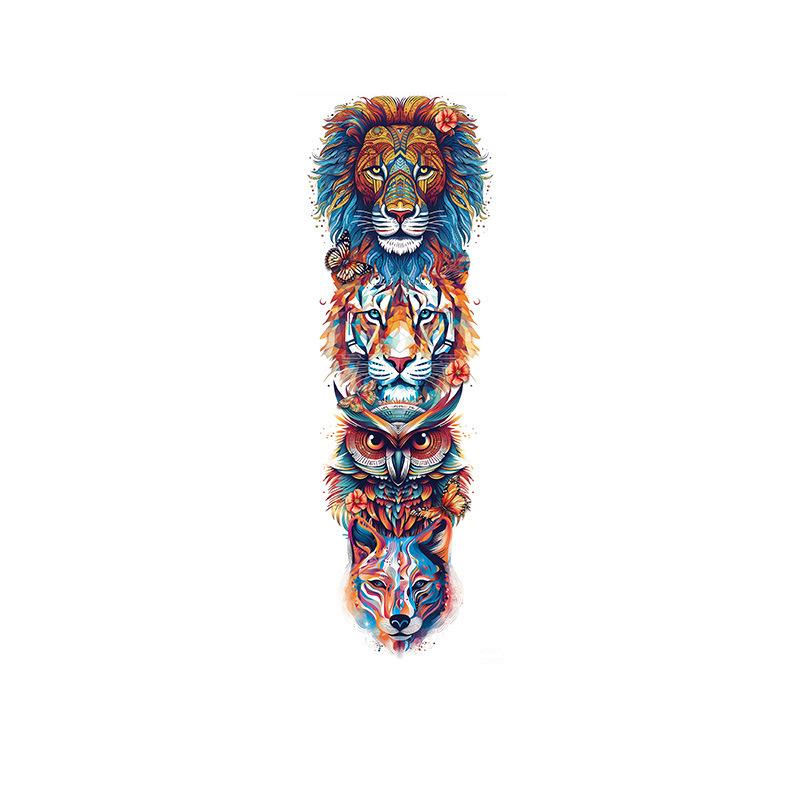 Colorful Lion, Tiger, Owl & Wolf