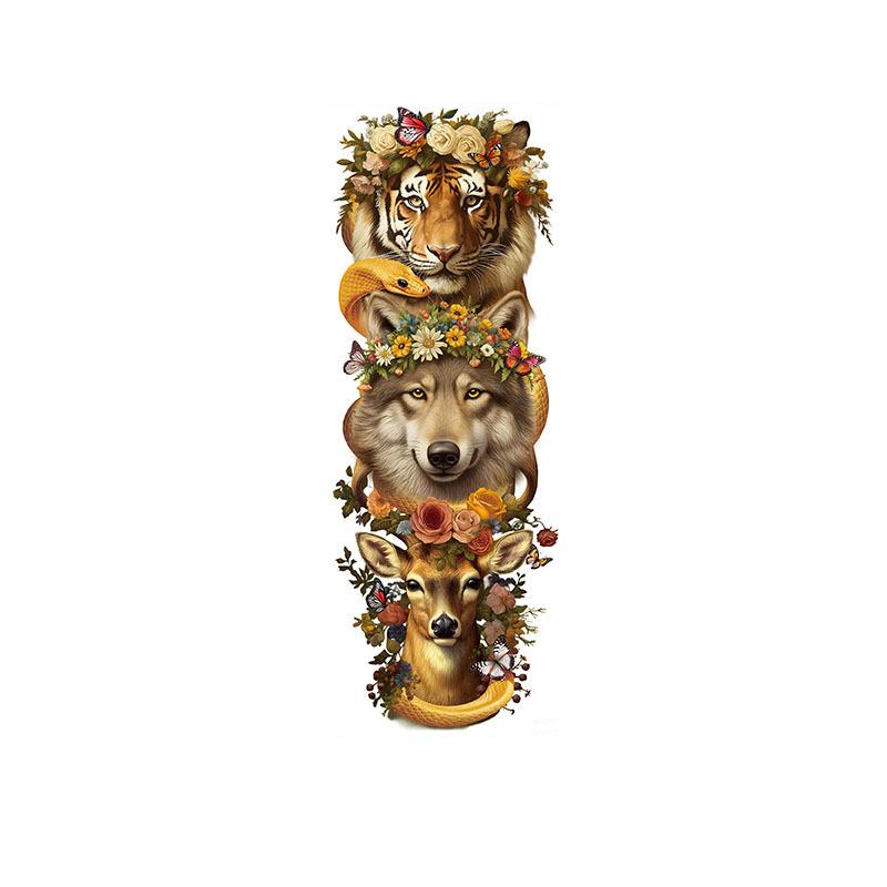 Flower-Crowned Tiger, Wolf & Deer