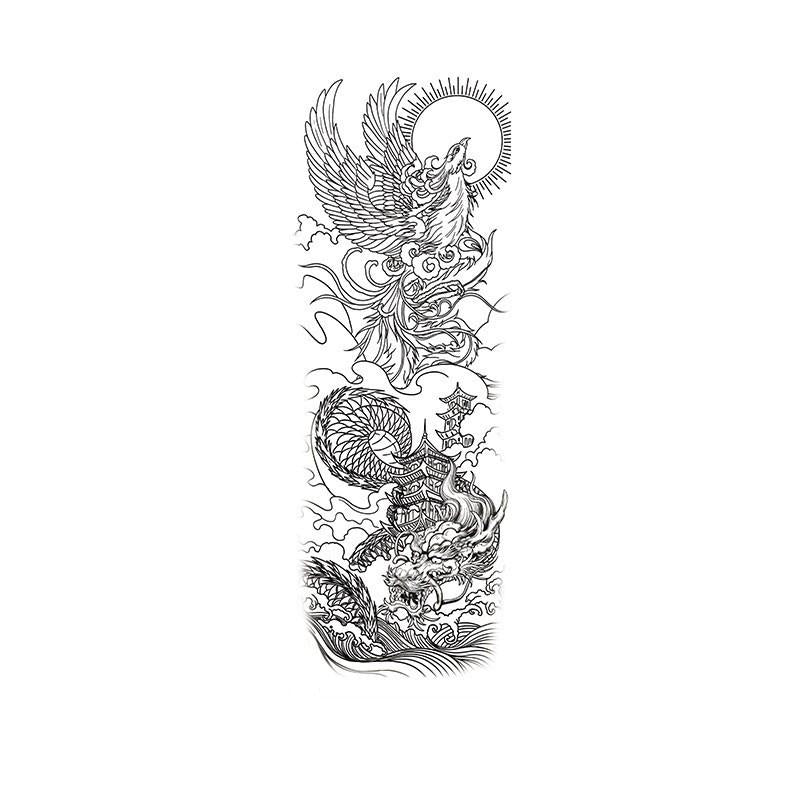 Phoenix & Dragon Line Art