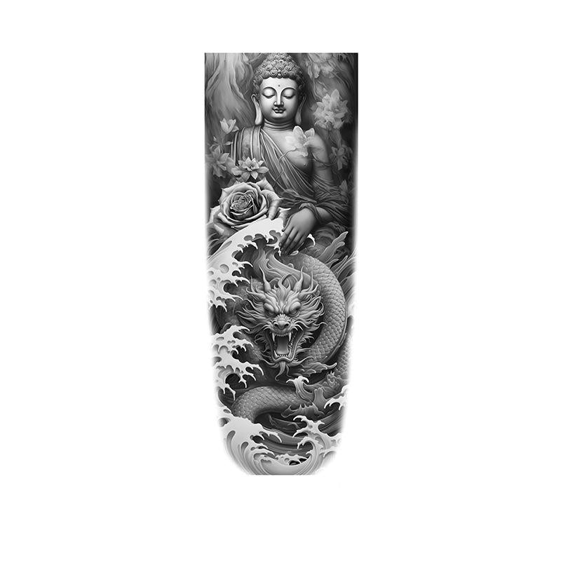 Buddha, Dragon & Rose in Waves
