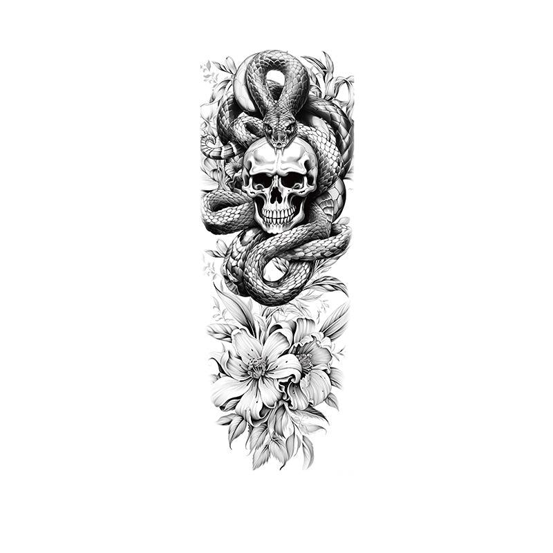 Snake, Skull & Flowers