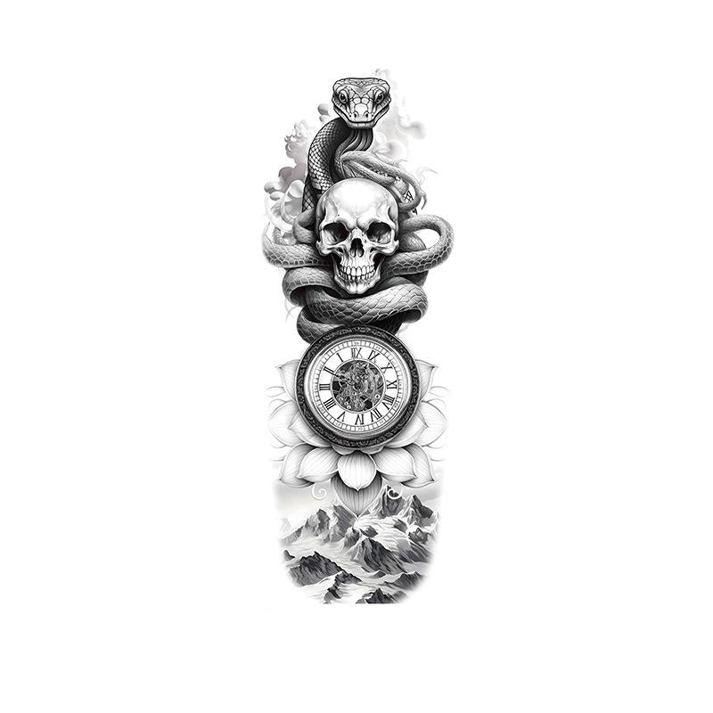 Snake, Skull & Clock on Lotus